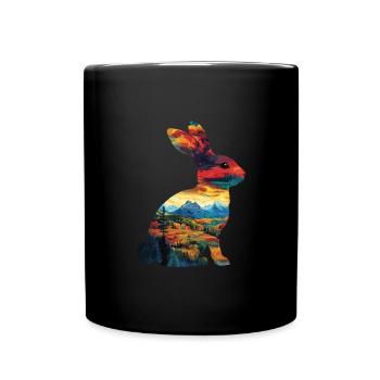 Rabbit - Full Colour Mug - black - Front