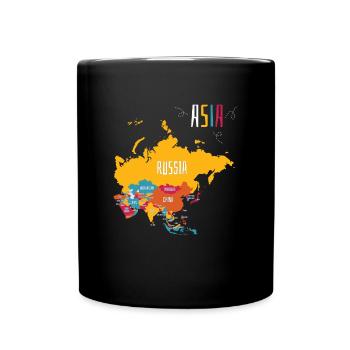 Farbenfrohe Karte Von Asien - Tasse einfarbig - Schwarz - Vorne