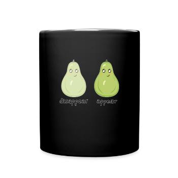 Lustige Birnen Disappear Appear - Tasse einfarbig - Schwarz - Vorne
