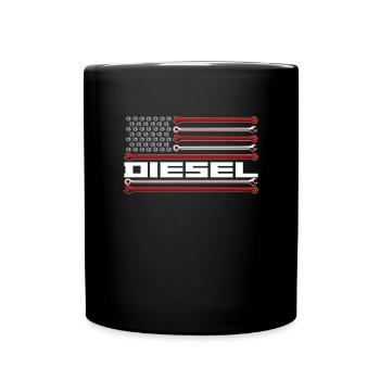Patriotischer Diesel-Mechaniker mit amerikanischer - Tasse einfarbig - Schwarz - Vorne