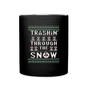 Trashin' Through The Snow Weihnachts-Waschbären-Mü - Tasse einfarbig - Schwarz - Vorne