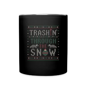 Trashin' Through The Snow Weihnachts-Waschbären-Mü - Tasse einfarbig - Schwarz - Vorne
