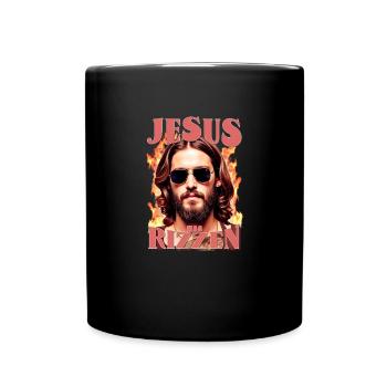 Jesus ist Rizzen Christliches Meme Jesus ist Rizze - Tasse einfarbig - Schwarz - Vorne