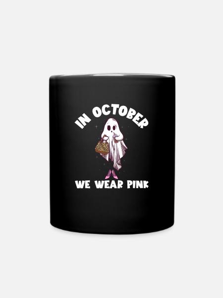 Im Oktober tragen wir rosa Brustkrebs-BewusstseiPn - Tasse einfarbig - Schwarz