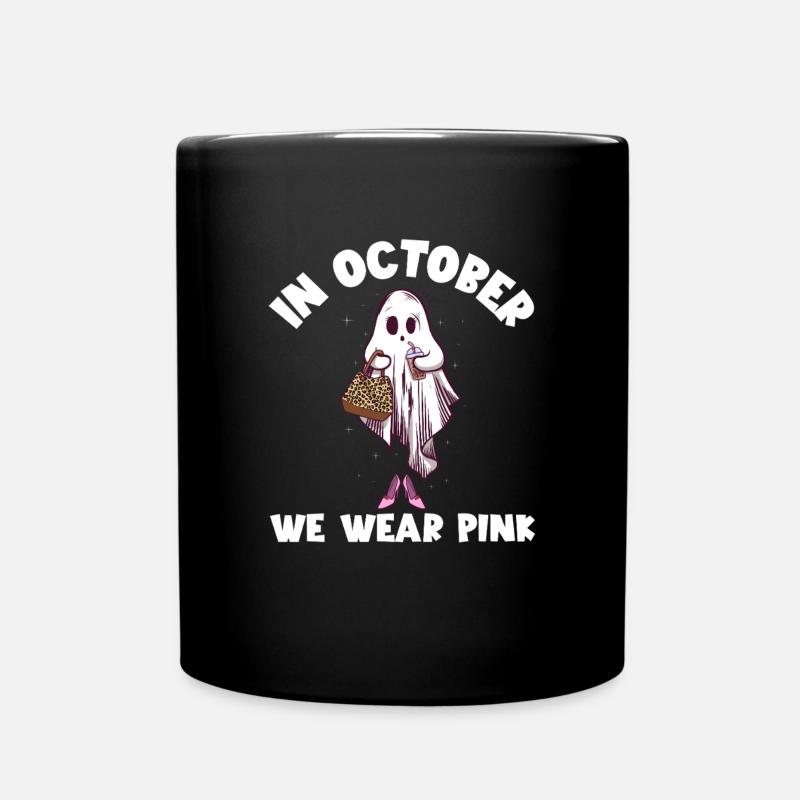 Im Oktober tragen wir rosa Brustkrebs-BewusstseiPn - Tasse einfarbig - Schwarz
