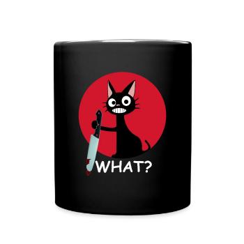 Quoi | Chat, Couteau, Chat Amour, Animal, Bien-être animal - Mug uni - noir - Devant