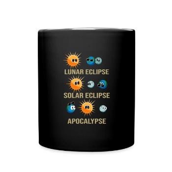 Lustige Mond und Sonnenfinsternis - Tasse einfarbig - Schwarz - Vorne