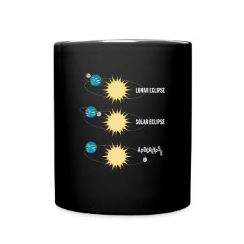 Funny moon and solar eclipse - Full Colour Mug - black - Front