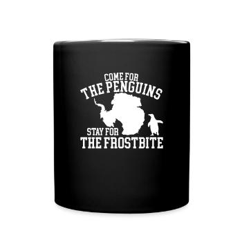 Kommen Sie wegen der Pinguine und bleiben Sie wege - Tasse einfarbig - Schwarz - Vorne