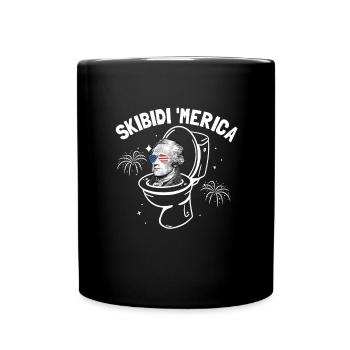 Skibidi Merica Alexander Hamilton Skibidi Toilette - Tasse einfarbig - Schwarz - Vorne