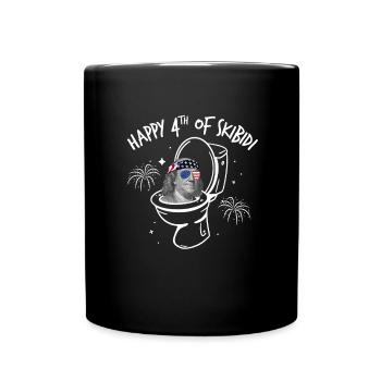 Happy 4th Of Skibidi Ben Franklin Skibidi Toilette - Tasse einfarbig - Schwarz - Vorne