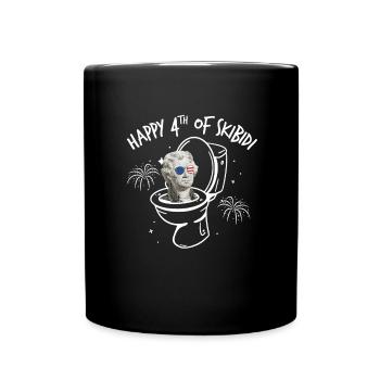 Happy 4th Of Skibidi Jefferson Skibidi Toilette - Tasse einfarbig - Schwarz - Vorne