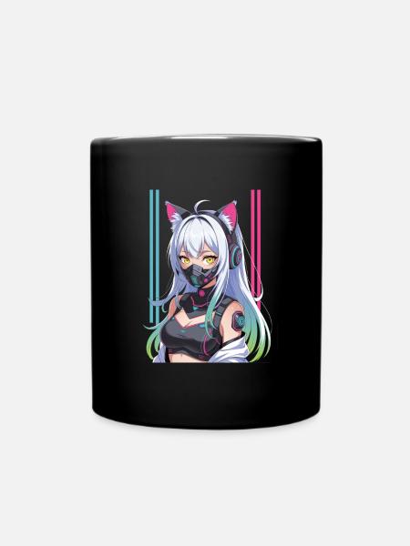 Futuristische Cyberpunk Girl - Tasse einfarbig - Schwarz