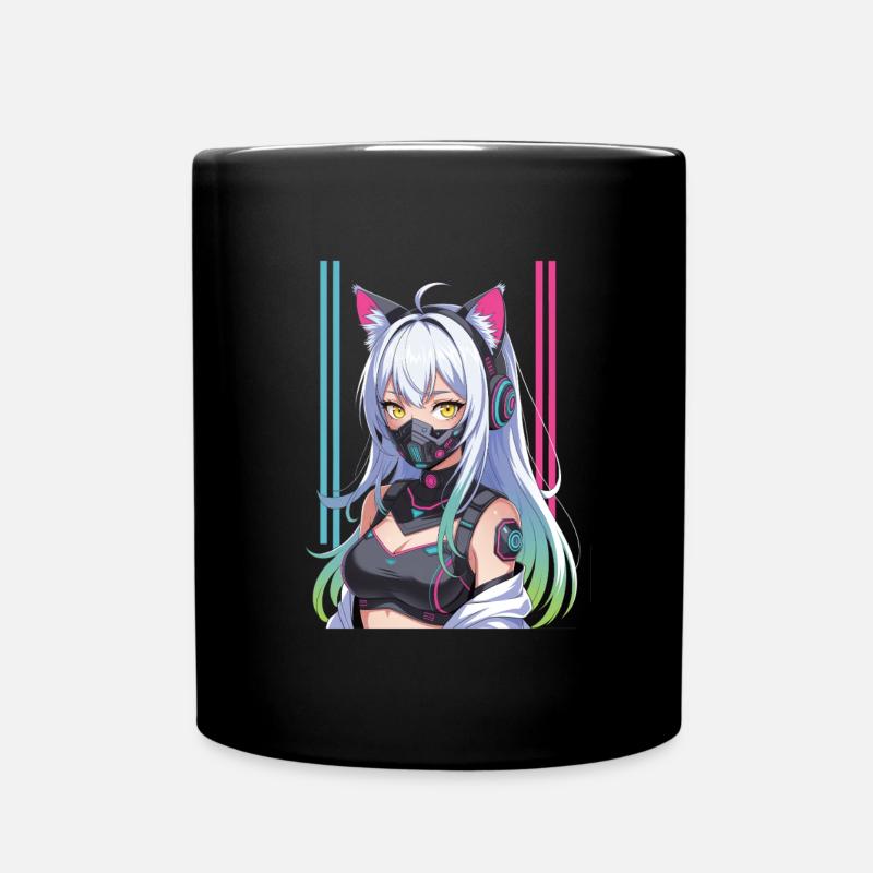 Futuristische Cyberpunk Girl - Tasse einfarbig - Schwarz