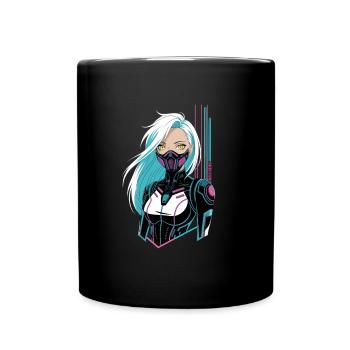 Cyberpunk Girl - Full Colour Mug - black - Front