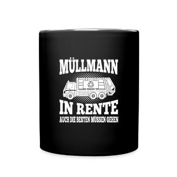 Retired garbage collector Garbage truck Garbage man pensioner - Full Colour Mug - black - Front