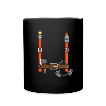 Firefighter costume, funny Halloween firefighter - Full Colour Mug - black - Front