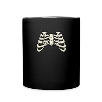 Halloween Video Game Controller Skeleton Gamer - Full Colour Mug - black - Front