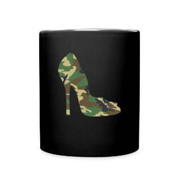 Heels Woodland Camo Women's Camouflage High Heels - Full Colour Mug - black - Front