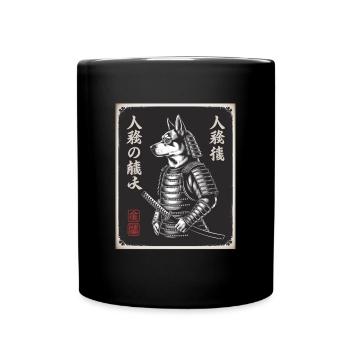 Chien Samouraï en Ukiyo-e japonais - Mug uni - noir - Devant