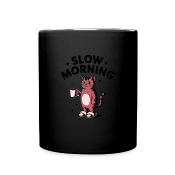 Café lent du matin chat - Mug uni - noir - Devant