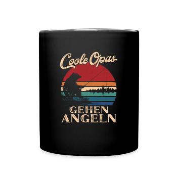 Cool Grandpas Go Fishing Retro Grandpa - Full Colour Mug - black - Front