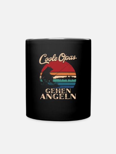 Coole Opas gehen Angeln Retro Großvater - Tasse einfarbig - Schwarz
