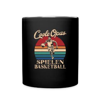 Cool Grandpas Playing Basketball Retro Grandpa - Full Colour Mug - black - Front