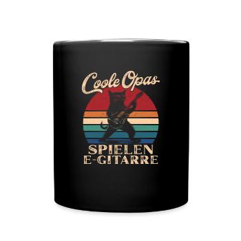 Cool Grandpas Playing Electric Guitar Retro Grandpa - Full Colour Mug - black - Front