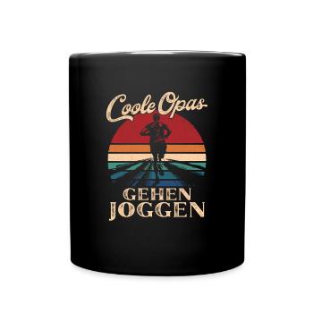 Cool Grandpas Walking Jogging Retro Grandpa - Full Colour Mug - black - Front