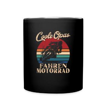 Cool Grandpas Riding Motorcycle Retro Grandpa - Full Colour Mug - black - Front