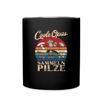 Cool Grandpas Picking Mushrooms Retro Grandpa - Full Colour Mug - black - Front