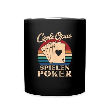 Cool Grandpas Playing Poker Retro Grandpa - Full Colour Mug - black - Front