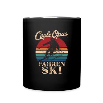 Coole Opas fahren Ski Retro Großvater - Tasse einfarbig - Schwarz - Vorne
