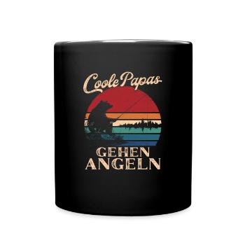 Coole Papas gehen Angeln Retro Vater Geschenk - Tasse einfarbig - Schwarz - Vorne