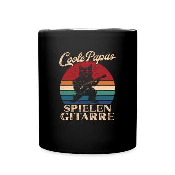 Coole Papas spielen Gitarre Retro Vater Geschenk - Tasse einfarbig - Schwarz - Vorne