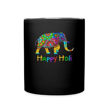 Festival der Farben Indien Hindu Elefant Happy Hol - Tasse einfarbig - Schwarz - Vorne