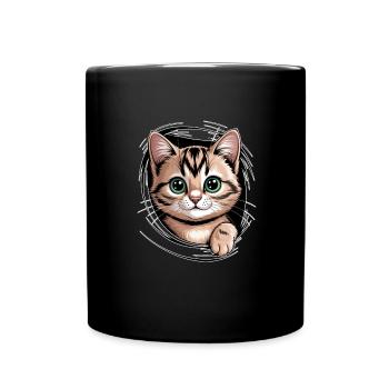 Süße Katze Mit Großen Augen - Tasse einfarbig - Schwarz - Vorne