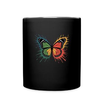 Colorful butterfly with color explosion - Full Colour Mug - black - Front