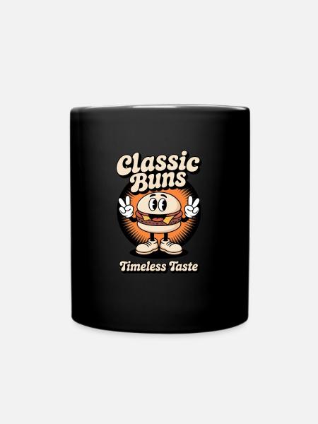 Classic Buns Burger Retro Cartoon - Full Colour Mug - black