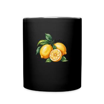 Sunshine & Citrus Zitronen Sommer Urlaub - Tasse einfarbig - Schwarz - Vorne