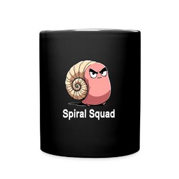 Cartoon Ammoniten Fossilien Urzeit - Tasse einfarbig - Schwarz - Vorne