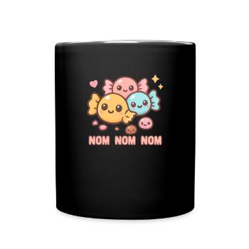 Candy Nom Nom Nom Süßigkeitenesser Süßigkeiten - Tasse einfarbig - Schwarz - Vorne