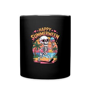 Happy Summerween Halloween Eis - Tasse einfarbig - Schwarz - Vorne