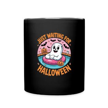 Just Waiting For Halloween Geist - Tasse einfarbig - Schwarz - Vorne