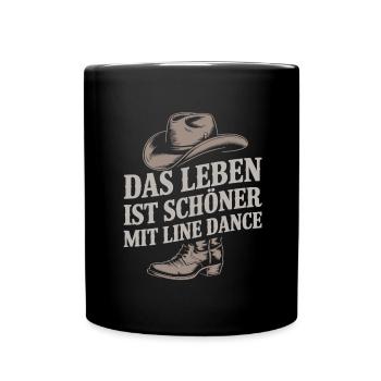 Das Leben ist schöner mit Linedance - Tasse einfarbig - Schwarz - Vorne
