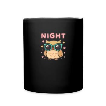 Nachteule Lustige Eulenliebhaberin Nachteule - Tasse einfarbig - Schwarz - Vorne