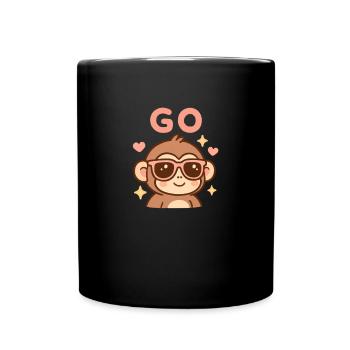 Go Ape Lustiger Gorilla Tierliebhaber Go Ape - Tasse einfarbig - Schwarz - Vorne