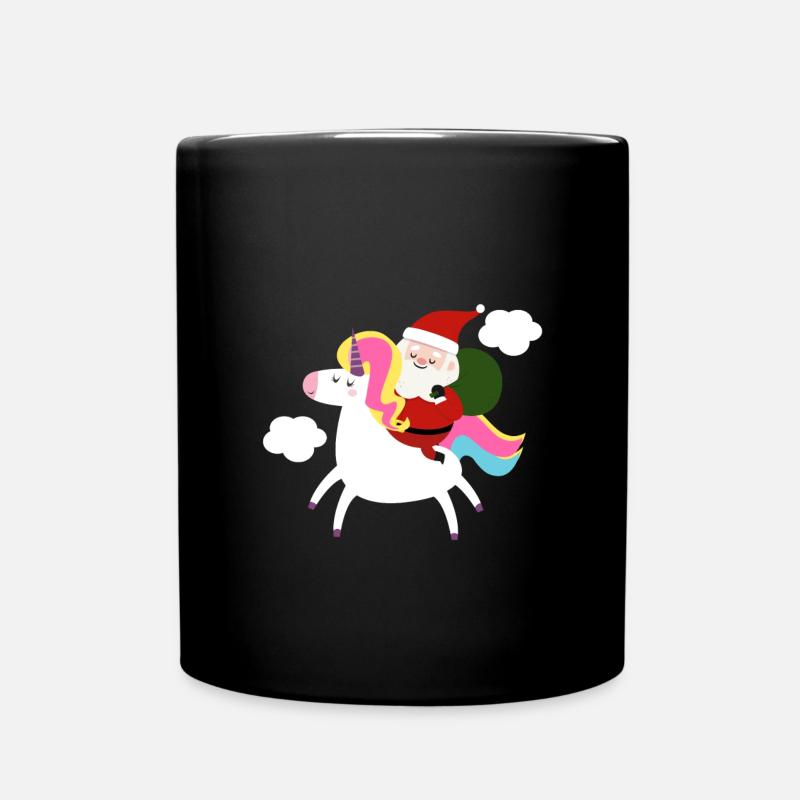 Weihnachtsmann Einhorn Süß Winter Geschenkidee - Tasse einfarbig - Schwarz