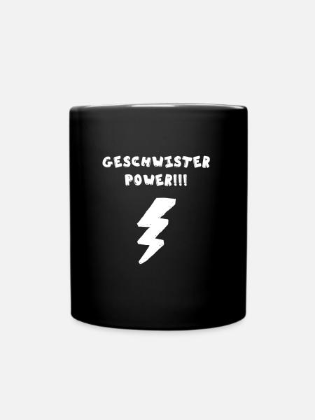 Geschwister Power Blitz Nerdy Superkraft Familie - Tasse einfarbig - Schwarz